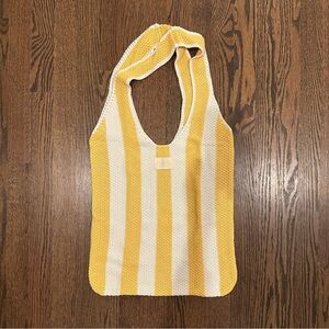 Nuxe Paris Knit Satchel Yellow And White Stripe
